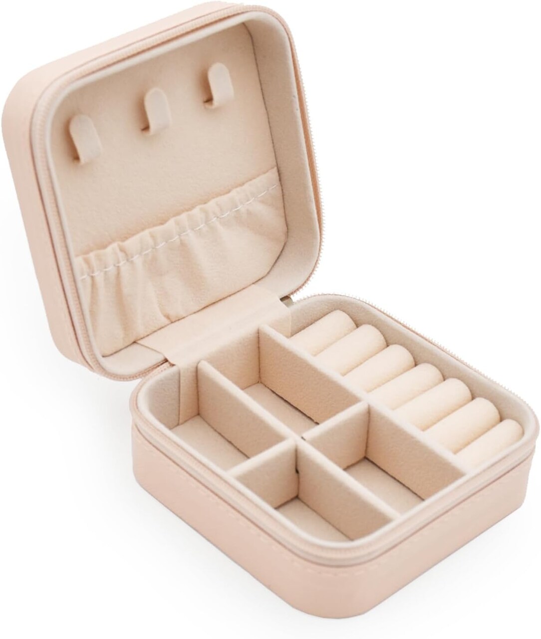 Mini Pink PU Leather Jewelry Travel Case – Portable Organizer for Rings, Earrings, Necklaces & Bracelets